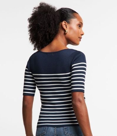 Blusa de Punto con Textura Acanalada y Estampado Rayada 4