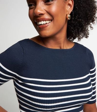 Blusa de Punto con Textura Acanalada y Estampado Rayada 5