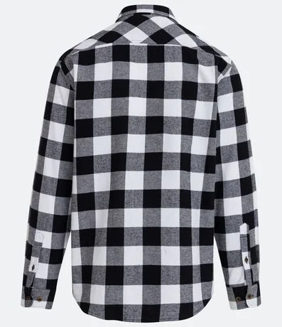 Camisa Regular en Franela de Cuadros y Manga Larga 4