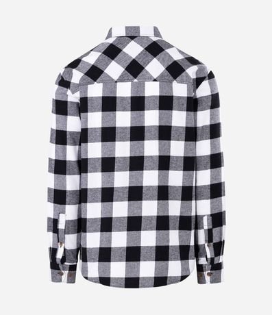 Camisa Regular en Franela de Cuadros y Manga Larga 5