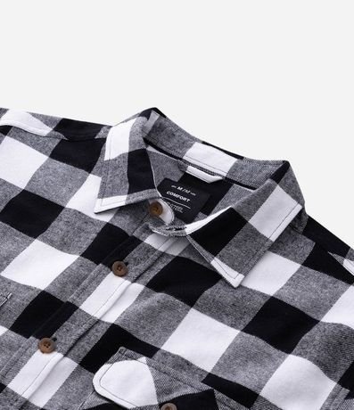 Camisa Regular en Franela de Cuadros y Manga Larga 8