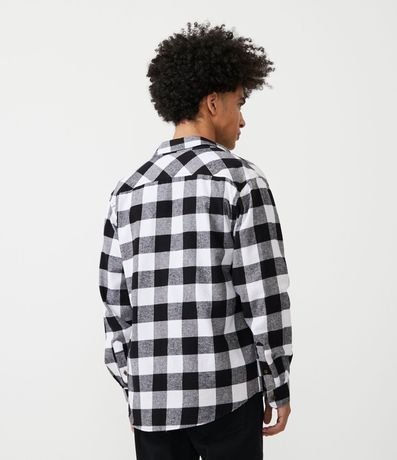 Camisa Regular en Franela de Cuadros y Manga Larga 4
