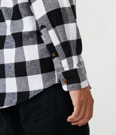 Camisa Regular en Franela de Cuadros y Manga Larga 6