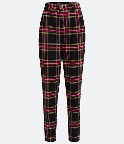Pantalón Carrot con Trabilla en la Cintura y Estampa de Cuadros 5