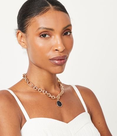 Collar Corto en Metal con Colgante de Medalha 1