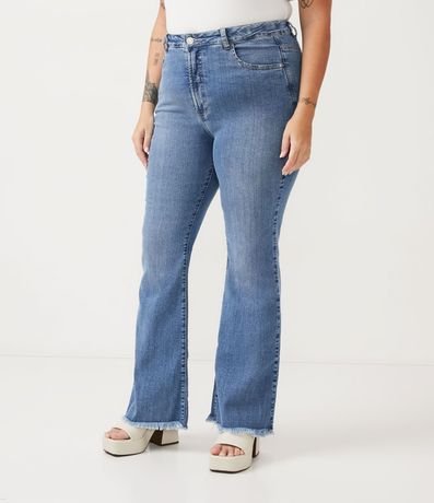 Pantalón Flare Jeans con Terminación Deshilachada Curve & Plus Size 1