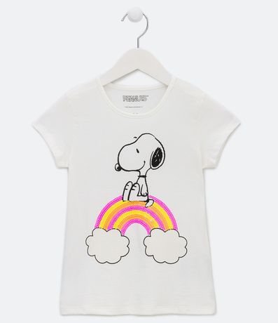 Remera Infantil con Estampado de Snoopy y Arcoiris con Lentejuela - Talle 5 a 14 años 1