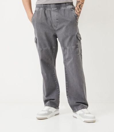 Pantalón Cargo en Sarga con Cintura Elástica 3