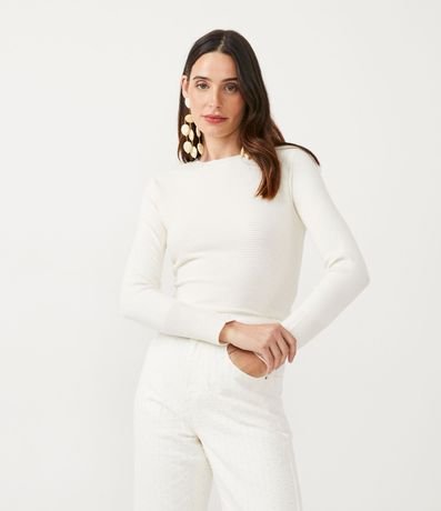 Blusa de Punto con Textura Acanalada y Manga Larga 1