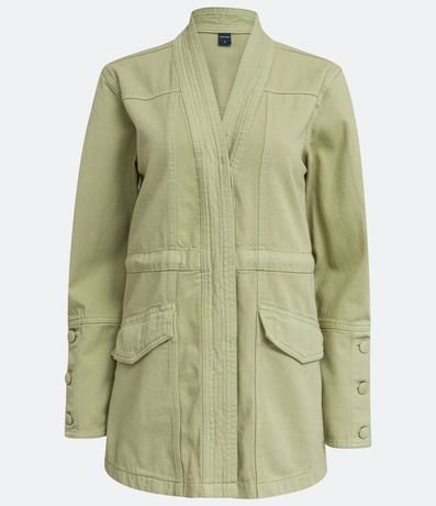 Campera Parka en Sarga con Abotonado Diferenciado en los Puños 6