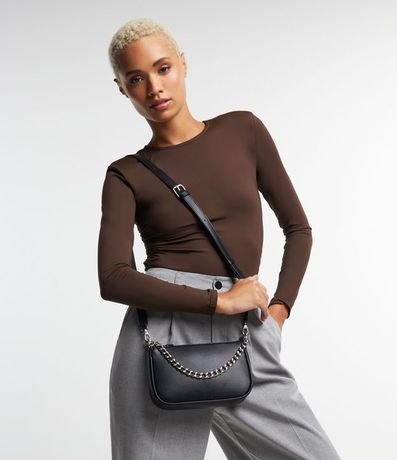 Bolso Transversal Baguette con Correa de Cadena 9