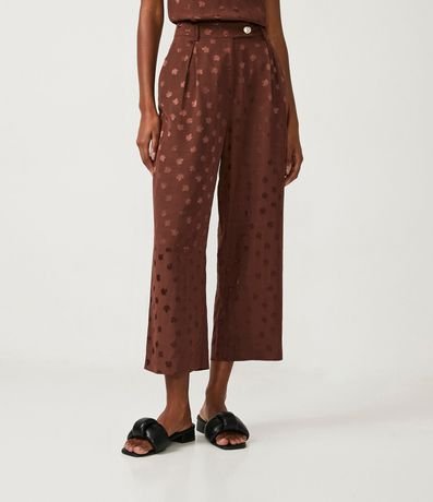 Pantalón Recto en Viscosa con Estampado de Mini Hojas 2