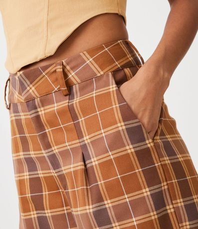 Pantalón Pantalona Sastrería con Pliegues y Estampado de Cuadros 4