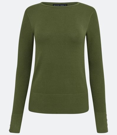 Suéter Alargado en Punto con Cuello Barco 6