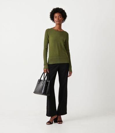 Suéter Alargado en Punto con Cuello Barco 2