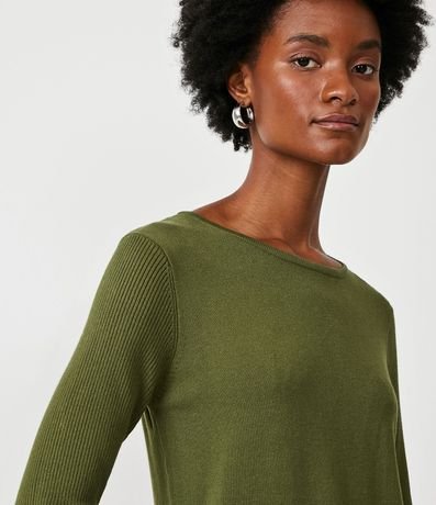 Suéter Alargado en Punto con Cuello Barco 4