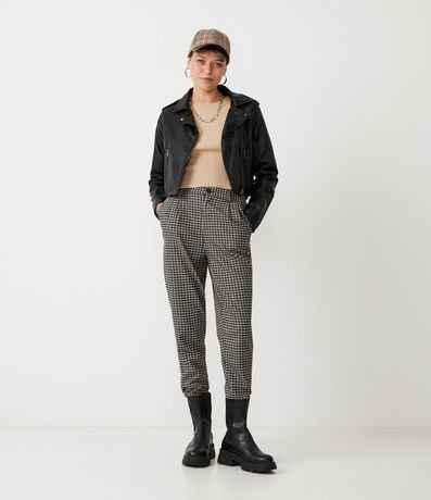 Pantalón Carrot Sastrería Cintura Alta de Cuadros