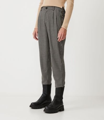 Pantalón Carrot Sastrería Cintura Alta de Cuadros 2