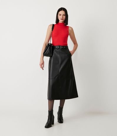 Blusa Musculosa Básica de Punto con Cuello Alto 2