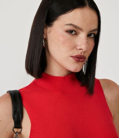 Blusa Musculosa Básica de Punto con Cuello Alto 3