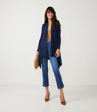 Cardigan Alargado de Punto Texturizado con Abertura Total 2