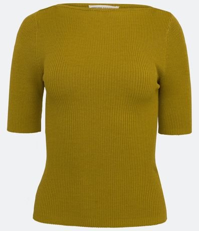 Blusa de Punto Acanalada con Cuello Barco 5