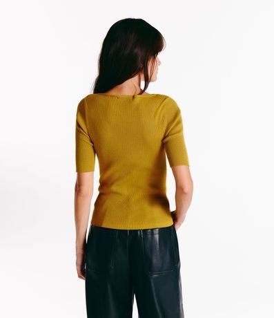 Blusa de Punto Acanalada con Cuello Barco 3