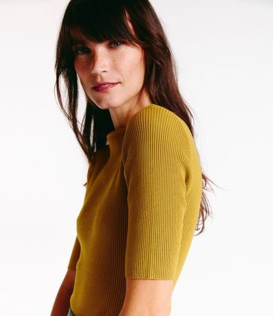 Blusa de Punto Acanalada con Cuello Barco 4
