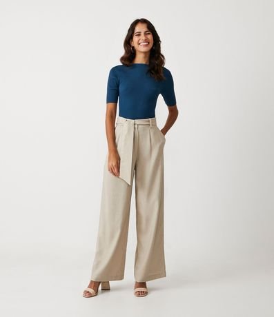 Blusa de Punto Acanalada con Cuello Barco 2