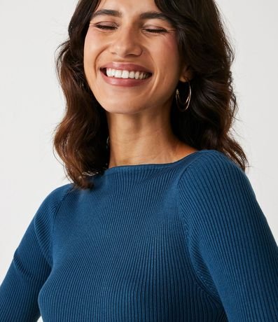 Blusa de Punto Acanalada con Cuello Barco 4