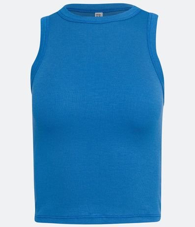 Blusa Cropped sin Manga en Ribana con Cuello Redondo 6