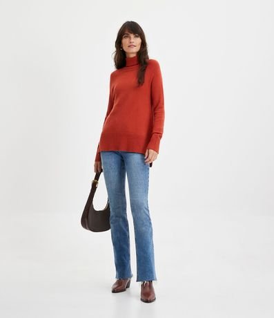 Suéter con Cuello Alto en Tejido de Punto y Detalles Aacanelados 2