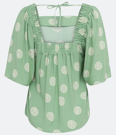 Blusa Bata en Viscolino con Manga Flare y Estampado de lunares 6
