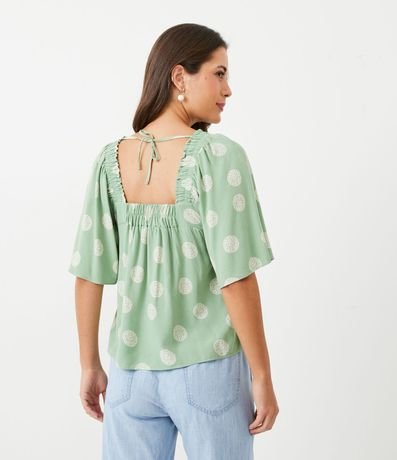 Blusa Bata en Viscolino con Manga Flare y Estampado de lunares 3