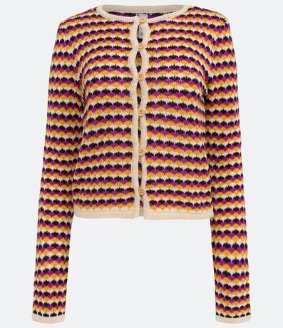 Chaqueta de Punto con Botones de Madera y Rayas Diferenciadas 6