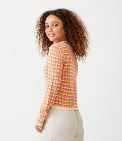 Chaqueta de Punto con Botones de Madera y Rayas Diferenciadas 3