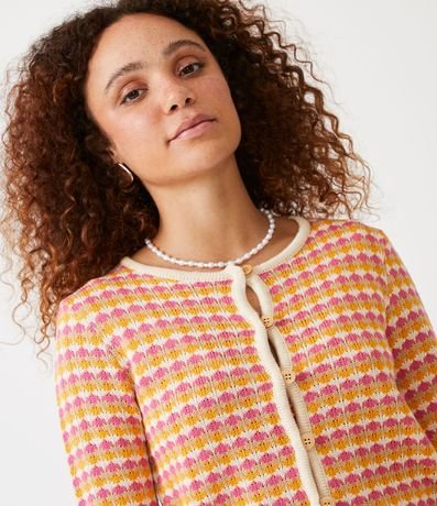 Chaqueta de Punto con Botones de Madera y Rayas Diferenciadas 4