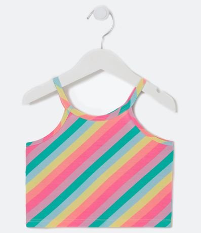 Blusa Musculosa Cropped Infantil con Rayas Coloridas y Estampado Online - Talle 5 a 14 años 2
