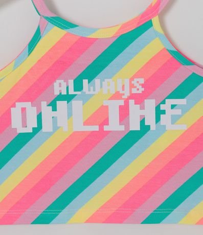 Blusa Musculosa Cropped Infantil con Rayas Coloridas y Estampado Online - Talle 5 a 14 años 3