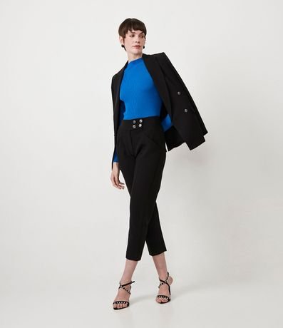 Blusa Básica en Tejido de Punto Acanalada con Cuello Alto 2