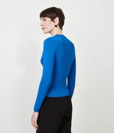 Blusa Básica en Tejido de Punto Acanalada con Cuello Alto 3