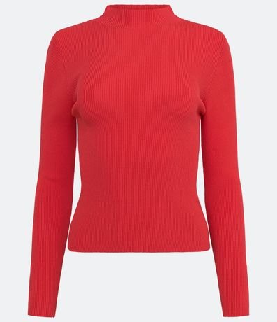 Blusa Básica en Tejido de Punto Acanalada con Cuello Alto 5