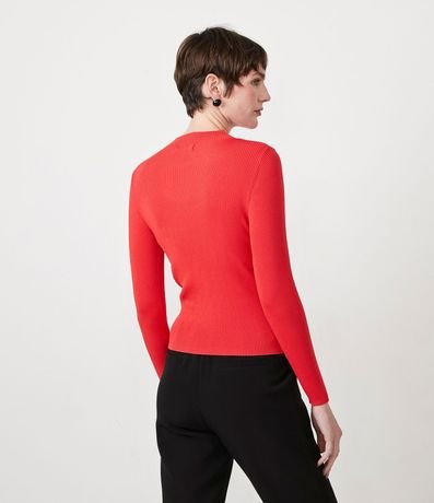Blusa Básica en Tejido de Punto Acanalada con Cuello Alto 3
