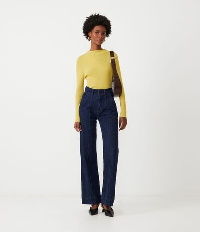 Blusa Básica en Tejido de Punto Acanalada con Cuello Alto 2