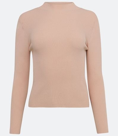 Blusa Básica en Tejido de Punto Acanalada con Cuello Alto 5