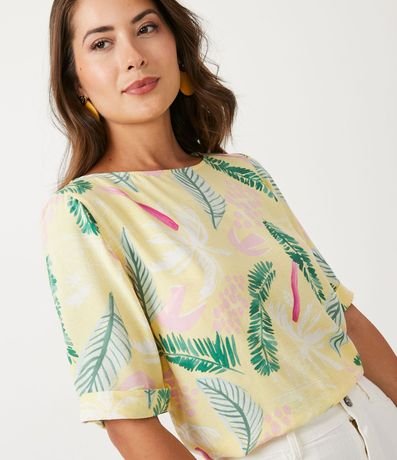 Blusa en Viscolino con Estampado de Follaje 4
