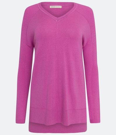 Blusa de Punto con Escote V Texturizada con Barra Mullet 5