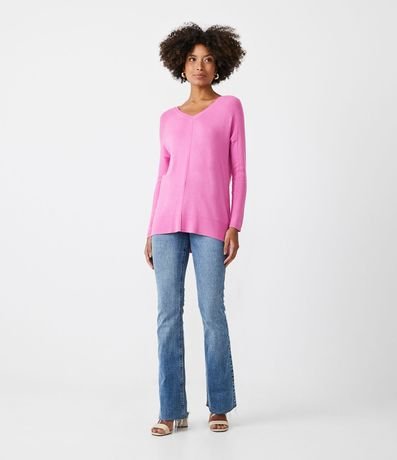 Blusa de Punto con Escote V Texturizada con Barra Mullet 2