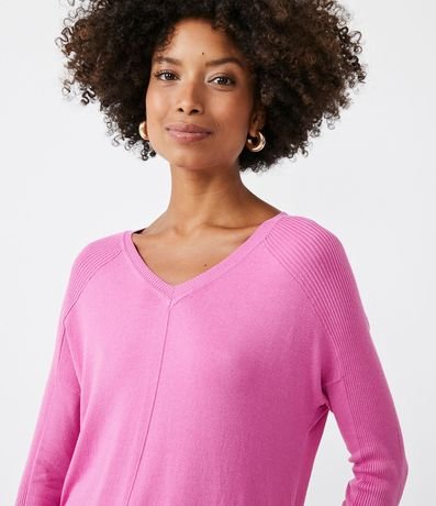 Blusa de Punto con Escote V Texturizada con Barra Mullet 4
