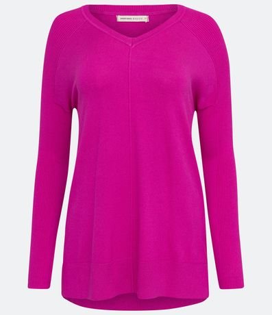 Blusa de Punto con Escote V Texturizada con Barra Mullet 5